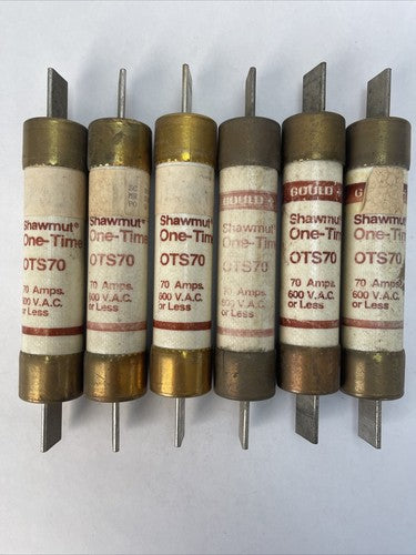 GOULD SHAWMUT OTS70 ONE-TIME FUSE 70AMP 600VAC (LOT OF 6)0