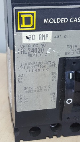 Square D FAL34020 3p 20a 480v Breaker1