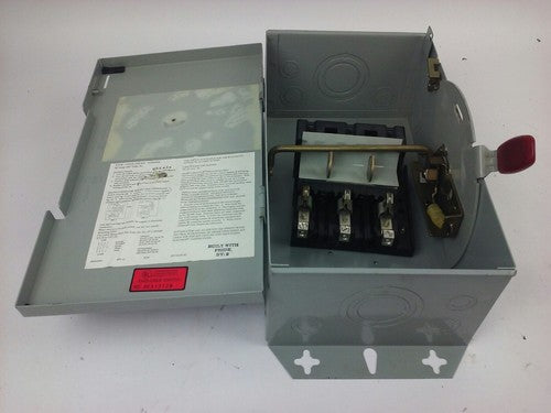 WESTINGHOUSE, HUN362, SAFETY SWITCH, 60A, 600V, 3P, TYPE 1 INDOOR, MISSING PARTS1