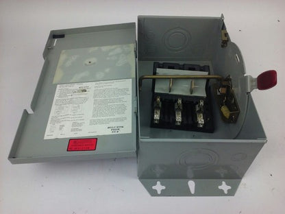 WESTINGHOUSE, HUN362, SAFETY SWITCH, 60A, 600V, 3P, TYPE 1 INDOOR, MISSING PARTS1