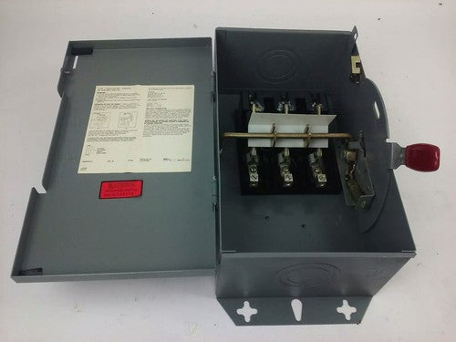 WESTINGHOUSE, HUN362, SAFETY SWITCH, 60A, 600V, 3P, TYPE 1 INDOOR ENCLOSURE, NEW2