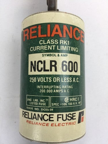 RELIANCE ELECTRIC NCLR 600 CURRENT LIMITING CLASS RK1 FUSE 600AMP 250VAC1