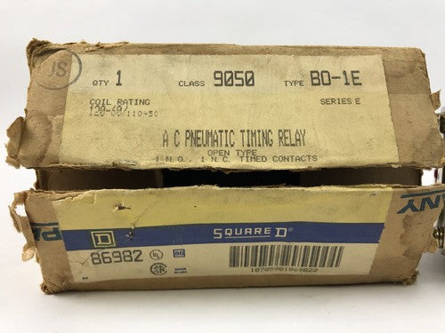 SQUARE D 9050 BO-1E A C PNEUMATIC TIMING RELAY, 120V 60HZ, 110V 50HZ. *NEW*0
