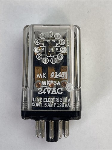 LINE ELECTRIC MK5145 RELAY 120VAC CONT.5AMP COIL 24VAC0