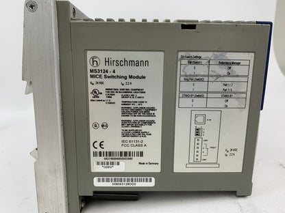 Hirschmann MS3124-4 Mice Switching Module with (6) MM2-4TX1 Media Modules3