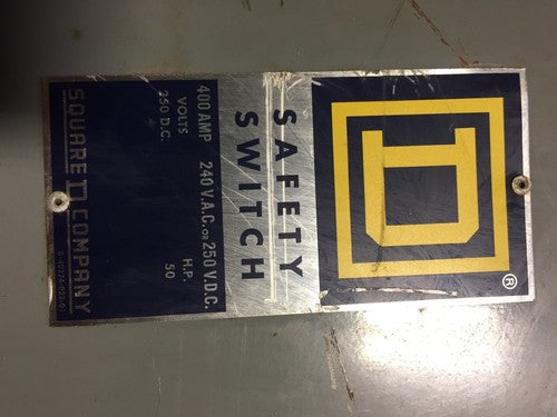 SQUARE D HU225AWK SAFETY SWITCH SINGLE THROW 400 AMP 240 VAC 250 VDC NOT FUSIBLE2