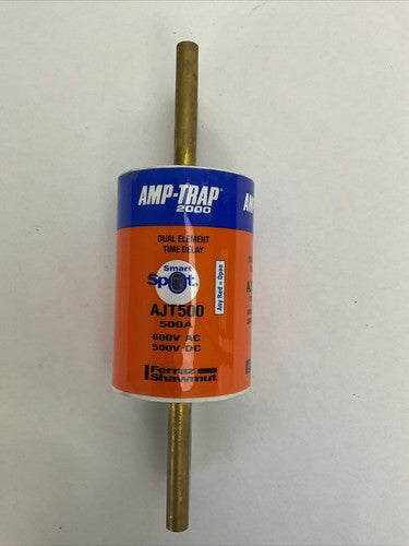 FERRAZ SHAWMUT AJT500 AMP-TRAP 2000 SMART SPOT FUSE 500A 600VAC 500VDC DUAL0
