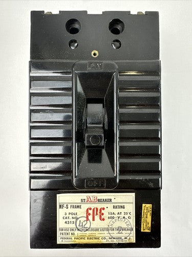 FPE 4315 STABREAKER 15AMP 600VAC 3POLE NF-S FRAME THERMAL AND MAGNETIC TRIP0
