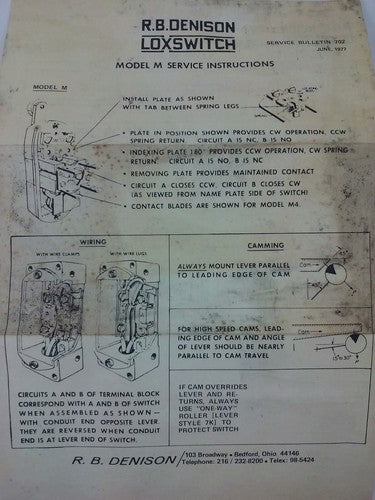 R.B.DENISON M4040 SERIES D PRECISON LIMIT SWITCH, NEMA B600, 600V, 30A, MODEL M5