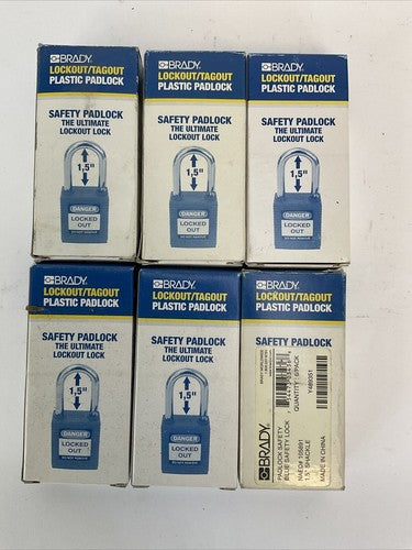 BRADY Y489351 LOCKOUT/TAGOUT PLASTIC PADLOCK 1.5" SAFETY PADLOCK (LOT OF 6)0