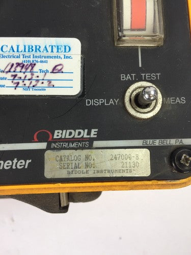 BIDDLE INSTRUMENT 247000-8 DLRO DIGITAL LOW RESISTANCE OHMMETER USE WITH BEH-1
