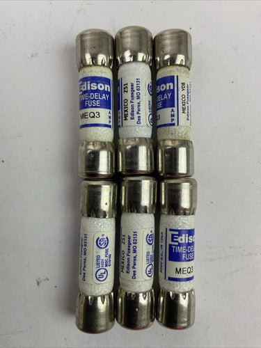 EDISON MEQ3 TIME-DELAY FUSE 500VAC 3AMP (LOT OF 6)0