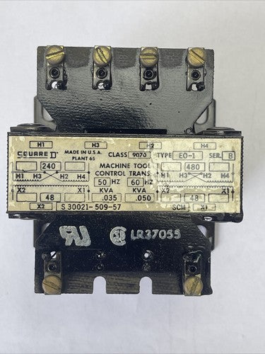 SQUARE D 9070 EO-1 CONTROL CIRCUIT TRANSFORMER SER B PRI. V 240/480 SEC. V 48 0