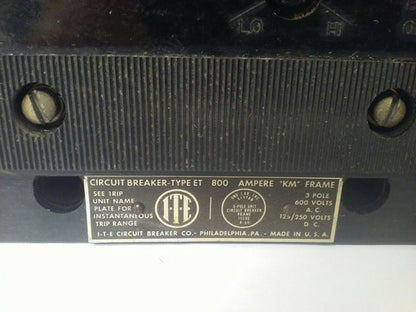 ITE CIRCUIT BREAKER FRAME KM3F800 3P 800A 600VAC 600A TRIP UNIT1