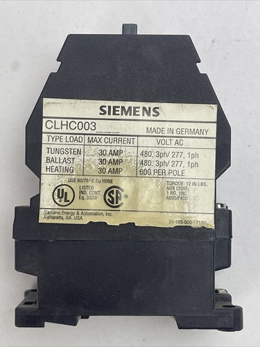 SIEMENS 3TF42-CLHC003 CONTACTOR 600VAC 30A COIL 208V 50/60HZ1