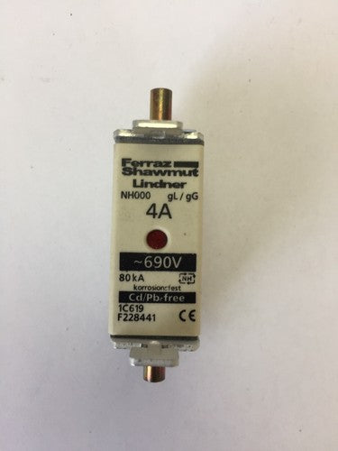 FERRAZ SHAWMUT LINDNER NH000 4A gL/gG 690VAC 80kA Cd/Pb FREE 1C619 F228441 FUSE2