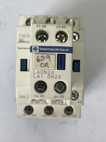 TELEMECANIQUE CAD32BD CONTACTOR 600VAC 10A COIL 24VDC LADN20 LAD4TBDL 5-24V0
