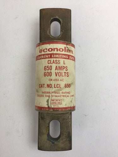 ECONOMY LCL650 ECONOLIM CURRENT LIMITING FUSE 650AMP 600VAC CLASS L2