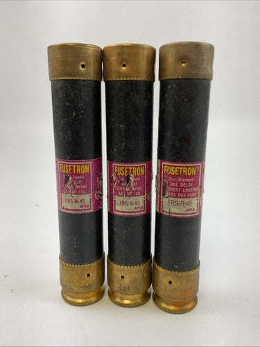 FUSETRON FRS-R-45 DUAL-ELEMENT TIME DELAY CURRENT LIMITING 600VAC 45A (LOT OF 3)0