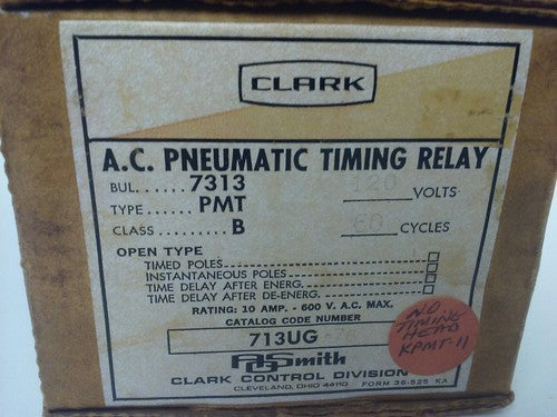 CLARK 713UG-76 713UGD AC PNEUMATIC TIMING RELAY 120V 60HZ 10A 600V TYPE PMT  1