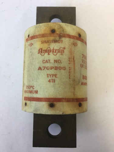 SHAWMUT AMPTRAP A70P800 FUSE 800 AMP 700 VOLTS TYPE 4TI FORM 1010