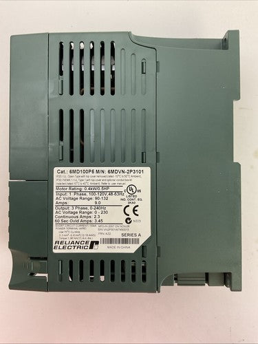 RELIANCE ELECTRIC 6MD100P5 AC DRIVE OUTPUT 3PH 0-230VAC INPUT 1PH 100-120VAC2
