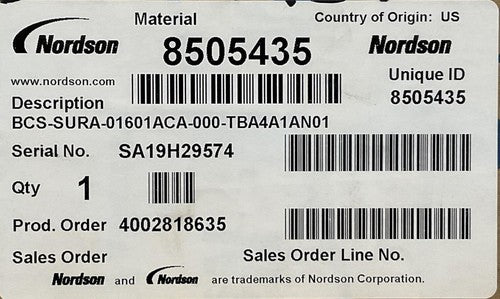 NORDSON 8505435 BCS-SURA-01601ACA-000-TBA4A1AN01 SUREBEAD A GUN0
