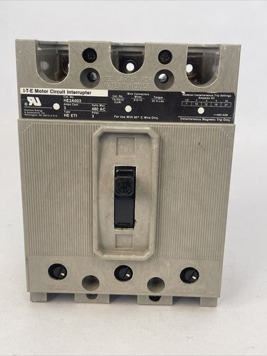 ITE HE3A003 MOTOT CIRCUIT INTERRUPTER 3AMP 480VAC 3POLE TYPE HE ETI2