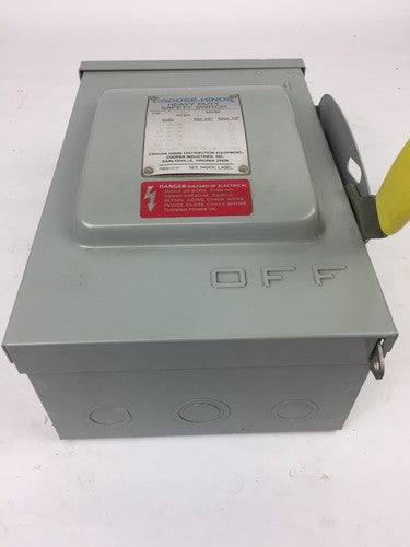 CROUSE-HINDS HU361AW HEAVY DUTY SAFETY SWITCH 30A 600VAC 3 POLES 3