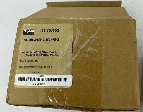 DAYTON 35JF52 IEC ENCLOSED DISCONNECT 20HP 600VAC 3PH 60HZ 32A1