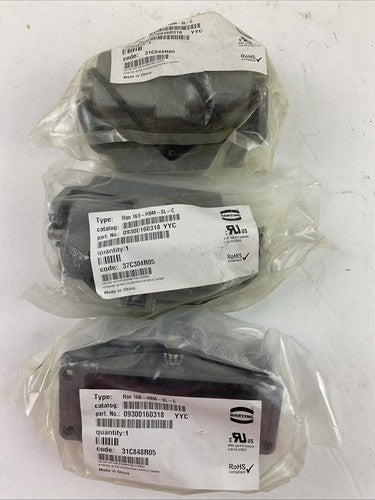 HARTING HAN 16B-HBM-SL-C HOOD CONNECTOR (LOT OF 3)0
