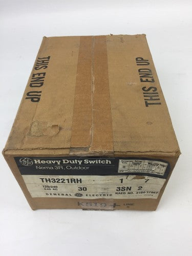 GE TH3221RH HEAVY DUTY SWITCH NEMA 3R OUTDOOR 120/240 VOLT 240 AC 30 AMP 3SN POL1