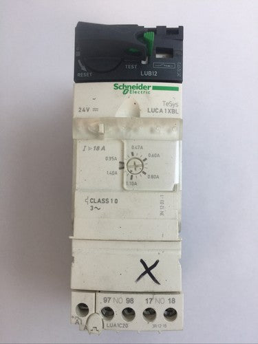 SCHNEIDER LUB12 MOTOR STARTER 600VAC 12A 10HP LUCA1XBL CONTROL UNIT 24VDC0