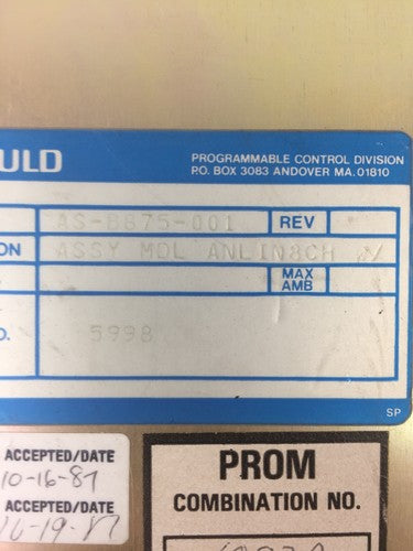 GOULD AS-B875-001 ASSY MDL ANLIN8CH WV ANALOG INPUT MODULE1