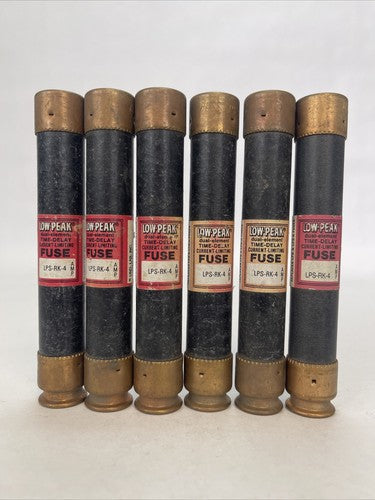 COOPER BUSSMANN LPS-RK-4 LOW-PEAK DUAL ELEMENT FUSE 600VAC (LOT OF 6)0