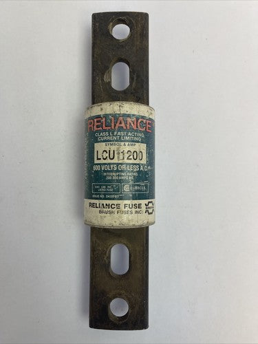 RELIANCE LCU1200 CLASS L FAST ACTING CURRENT LIMITING FUSE 1200AMP 600VAC0