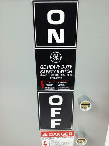 GE THN2261JDC H.D. SAFETY SWITCH 30A,600/250VDC, MODEL 10, TYPE 1,5,12 ENCLOSURE2