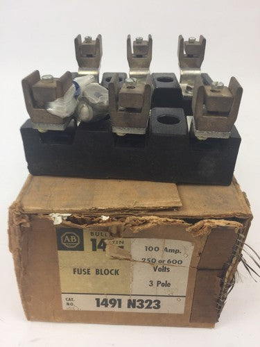 ALLEN BRADLEY 1491 N323 FUSE BLOCK 100 AMP 250 OR 600 VOLT 3 POLE0