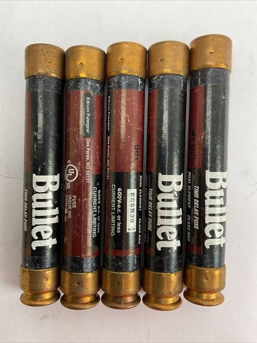 BULLET ECSR30 30A 600VAC CLASS RK5 TIME DELAY DUAL ELEMENT FUSE (LOT OF 5)0