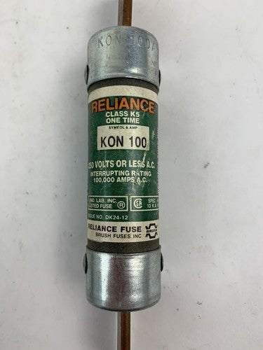 Brush Reliance KON 100 100A 250V Fuse "Lot of 3"1