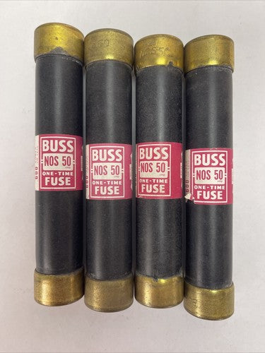 BUSS NOS50 ONE-TIME FUSE 50AMP 600VAC (LOT OF 4)0
