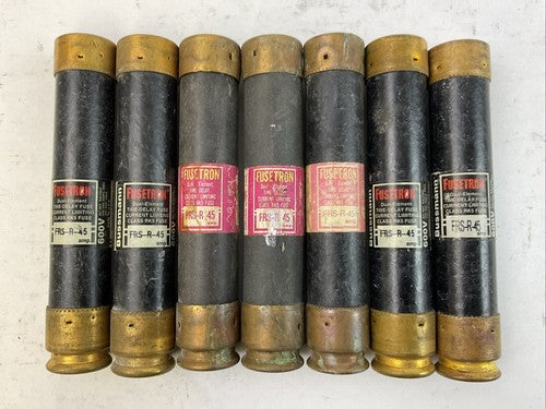 FUSETRON FRS-R-45 DUAL-ELEMENT TIME DELAY CURRENT LIMITING 600VAC 45A (LOT OF 7)0