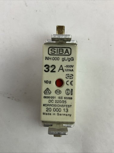 SIBA NH 000 gL/gG 32A 500VAC 120kA DC 220/25 FUSE0
