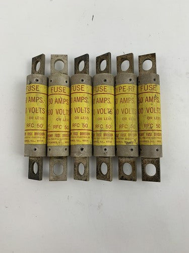 Economy Fuse RFC50 50A 600V Fuse "Lot of 6"0