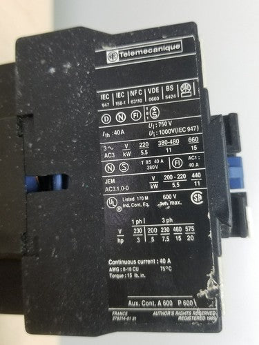 Telemecanique LP1-D2510 Contactor 40A 24V 1