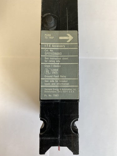 ITE GF01ED60B0 15A 480V Ground Fault Relay1