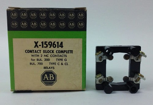 ALLEN BRADLEY X-159614 CONTACT BLOCK COMPLETE WITH 2 N.C. CONTACTS, NEW, X1596140