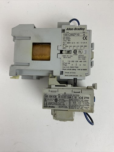 ALLEN BRADLEY STARTER(100-C09Z*10 SER A COIL 24VDC 600VAC 25A+193-EA1CB 0.32-1A)1