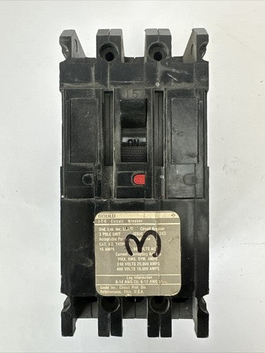 GOULD ITE E43B015 CIRCUIT BREAKER 15AMP 480VAC 3POLE0