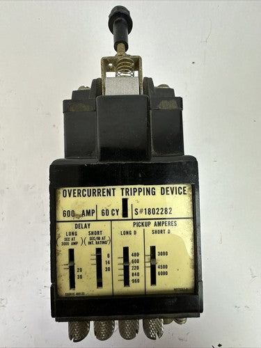 OVERCURRENT TRIPPING DEVICE 600AMP 60CY MODEL#??? MAKE????0